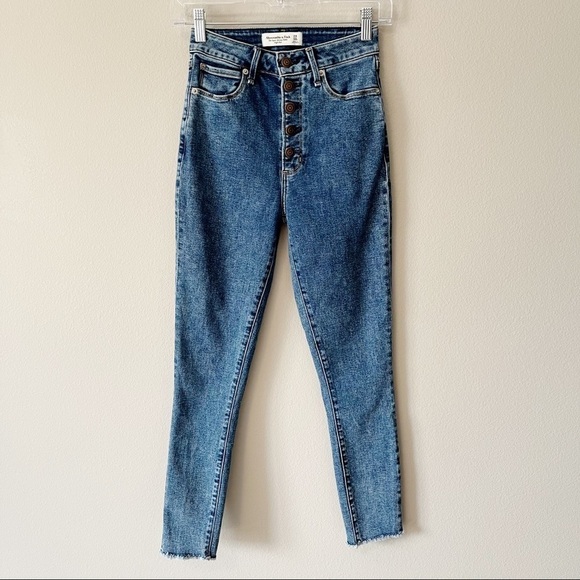 Abercrombie & Fitch Curve Love The Super Skinny Ankle High Rise Jeans 24 Short - Picture 1 of 14